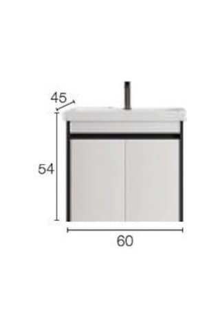 Denko Milano 60 Cm Antrasit Beyaz Banyo Dolabı Alt Modül Lavabo