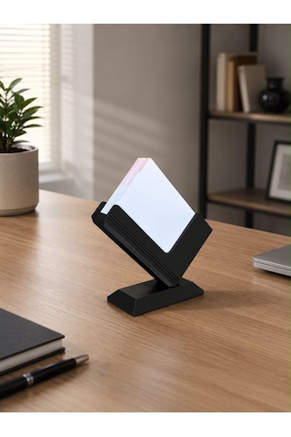 Masaüstü Kartvizitlik Standı, Modern Tasarım, Siyah, 8x7x4 Cm, Kartvizit Düzenleyici Pla 3d Baskı