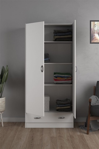 Aysu Giyinme Dolabı - Çok Amaçlı Dolap - Gardırop 80 Cm-2 Kapaklı-1 Çekmeceli