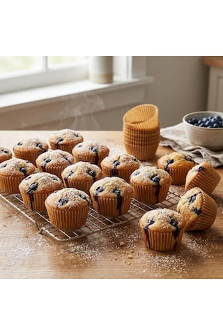 Lexroo 100 Adet Kraft Kek Kapsülü Cupcake Muffin Kalıbı Yanmaz Yapışmaz Yağlı Kağıttan Tek Çok Renkli