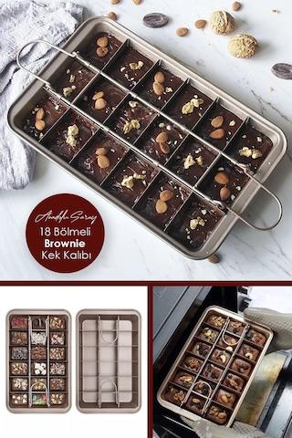 Pratik Paslanmaz Çelik Yanmaz Yapışmaz 18 Bölmeli Brownie Kek Kalıbı Kek Kalıbı Fırın Tepsisi