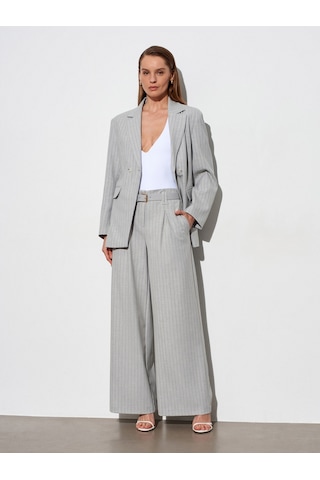 Dilvin 72682 Kemerli Pileli Pantolon-gri