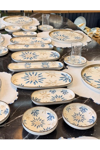 29 Parça Mione Blue Porselen Kahvaltı Takımı -5610 Çok Renkli