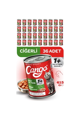 Cango Yetişkin Yaş Kedi Maması Ciğerli 415gr 36lı