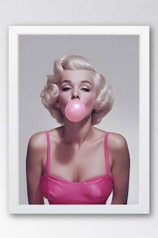 Sakız Çiğneyen Marilyn Monroe Modern Portre Çerçeveli Tablo - Pop Art Poster Tablo