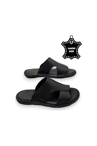 Hakiki Deri Ve Topuk Yastık Sistemli Ortopedik Erkek Terlik 001