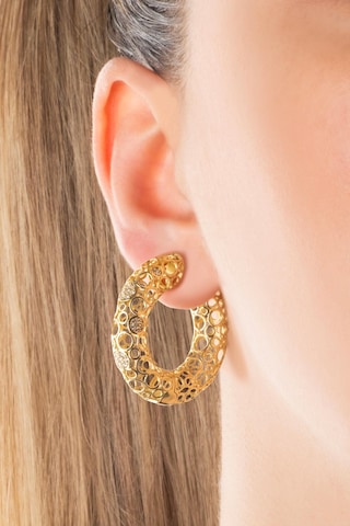 Antik Roma 18 Ayar Sarı Altın Kaplama Gümüş Halka Küpe Sarı