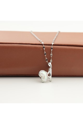 Pigado Paslanmaz Çelik Kalp Figürlü Çelik Kolye Gri