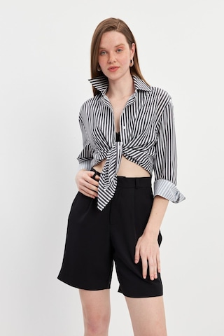 Stella Pulvis Siyah Oversize Çizgili Gömlek Siyah
