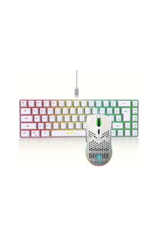 Xuweiwei V200+j900w Hxsj Rgb Klavye Ve Oyun Faresi 68 Tuş Mini Rgb Aydınlatmalı Kablolu Ps4 Xbox Pc Laptop Mac İçin Uygun Oyun Klavye Seti Diğer