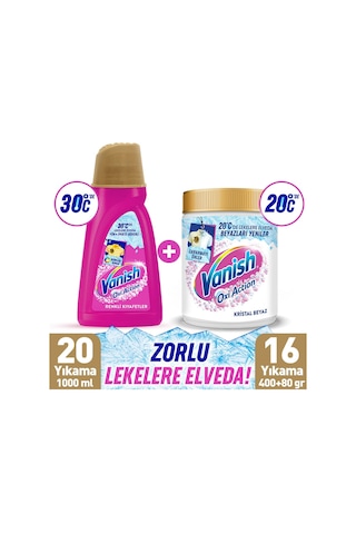 Vanish Sıvı Pembe 1000 Ml + Oxi Toz Beyaz 480 Gr