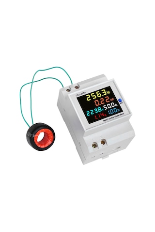 Reedark D52-2066 Dın Raylı Çok Fonksiyonlu Elektrik Ölçer, Lcd Ekran, Akım Gerilim Güç Frekans Monitörü