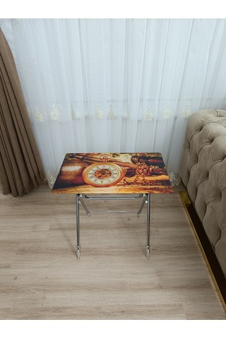 Çanta Zigon Sehpa,4'lü Sehpa, Zigon Sehpa, Camlı Sehpa - Saat
