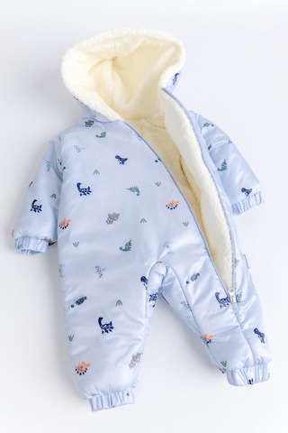 Kapüşonlu Peluş Astarlı Kışlık Kız-erkek Bebek Astronot-kozmonot Tulum Mavi