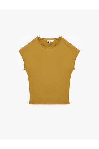 Koton Slim Fit Pamuklu Bisiklet Yaka Sıfır Kol Tişört Yeşil 6sak50456ek