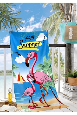Plaj Havlusu 75x150 Flamingo Desenli