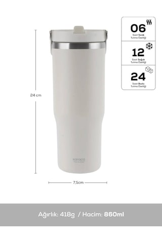 Karaca Star Ice Çelik Sızdırmaz Termos Bej 860 ml