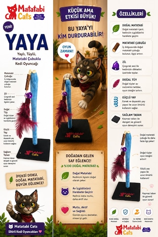 Yaya Yaylı Kedi Oyuncağı 28 Cm
