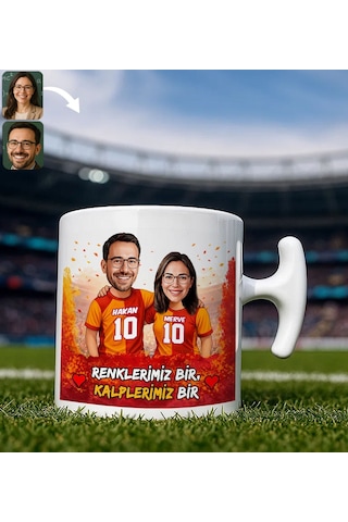 Bk Gift Kişiye Özel İsimli Sarı-kırmızı Sevgili Karikatürlü Hammer Kupa Bardak İsim Ve Forma Numaralı Taraftar Kupa, Doğum Günü Hediyesi Kobitmeyenc Çok Renkli