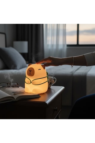 Sevimli Capybara Led Gece Lambası Dokunmatik, Yumuşak Işık, Dekoratif Abajur Diğer
