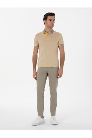 Cacharel Yeşil Slim Fit Pamuk Karışımlı Kanvas Pantolon Yesıl