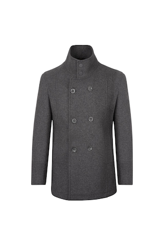 Hatemoğlu Antrasit Slim Fit Kruvaze Kaşe Kaban