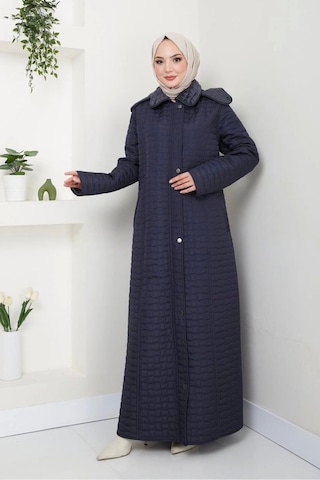 İçi Kürklü Tam Boy Kaban Mont - Lacivert / M0102 Lacivert