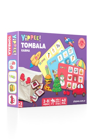 Çocuk Tombala Karma Temalı Ham Bez Kese 8 Tabla 40 Pul 60 Parça