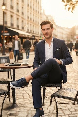 Enoch Hakiki Deri Arma Detaylı Günlük Erkek Sneaker Comfort Taban Lacivert