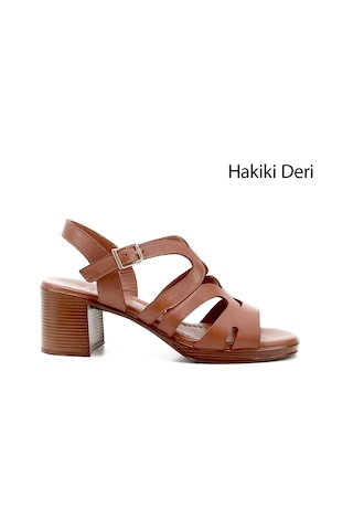 Gönderi R Kadın Taba Antik Kalın Topuklu Hakiki Deri Sandalet Dyza70945234 Taba