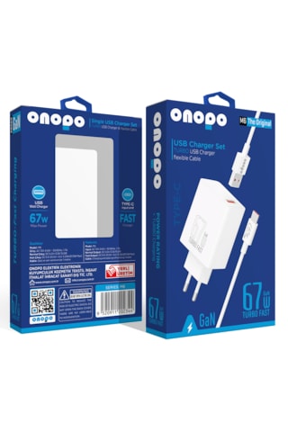Onopo M6 67W Usb Esnek Kablo Type-c Turbo Hızlı Şarj Aleti Seti