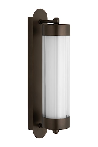 7lux Bronz Silindirik Dış Mekan Led Duvar Apliği Çizgili Opal Difüzörlü 6500k