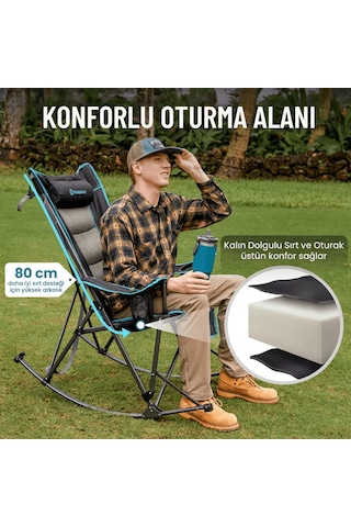 Fundango Cozy Rocking Chair Sallanan Katlanır Kamp Sandalyesi Black Siyah
