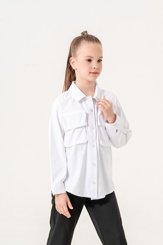 Kız Çocuk Körük Cepli Gömlek 6402 Beyaz