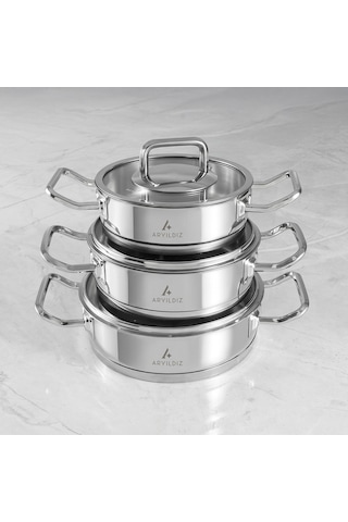 Aryıldız Vento Prestige 6 Parça Mini Tencere Seti Gri