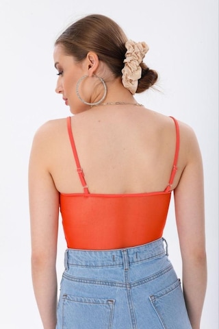 Ceyss Design Astarlı İnce Askılı Tül Crop Büstiyer-nar Çiçeği Narçiçeği