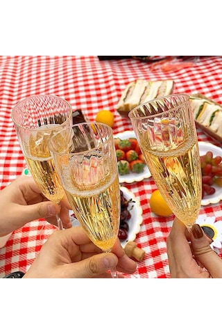 1/8 Adet Plastik Şampanya Kadehi Flüt Tek Kullanımlık Düğün Parti Kaynağı Drinkware 8pcs