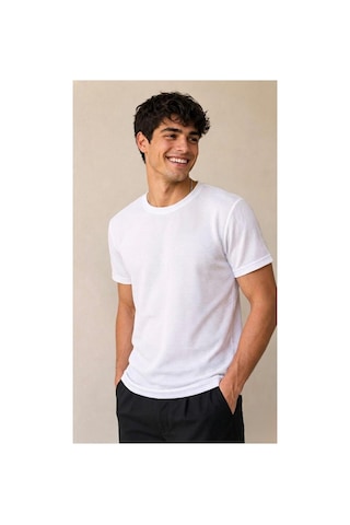 Regata Erkek/unisex Desenli Bisiklet Yaka Basic T-shirt Beyaz