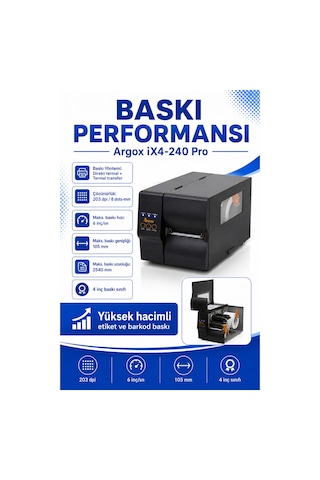 Argox İx4-240 Pro Endüstriyel Barkod Yazıcı 203 Dpı Ethernet, Usb, Rs-232