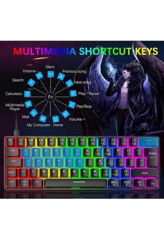 Atasoft T60 RGB Mavi Switch Mekanik Kablolu Q Oyuncu Klavye