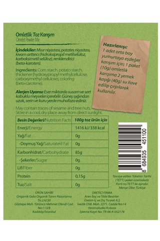 Vegan Omletlik Toz Karışım 5 10 G
