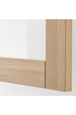 Raf Ünitesi, Ağartılmış Meşe Görünümlü-beyaz Meşe Görünümlü-şeffaf Cam, 60x40x38 Cm, Sındvık Beyaz