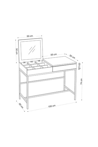 Decormet Linda Makyaj Masası Carrara Marble Mermer - Gri