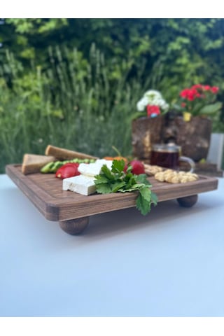 Doğal Ahşap Sunumluk Standı , Ahşap Kek Standı , Ahşap Meyve Tabağı , Ayaklı Doğal Ahşap Ceviz