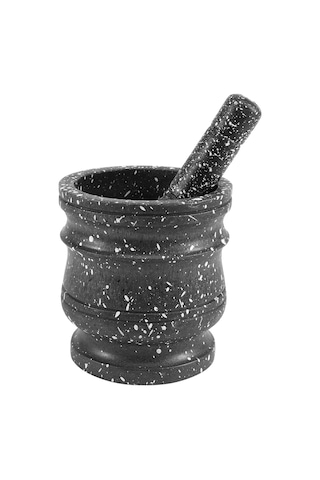 Granit Desenli Havanda Seti Taş Ot Baharat Öğütücü Katı Öğütücü Siyah