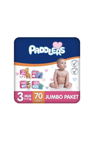 Bebek Bezi 3 Numara Midi 4-9 Kg 70 Adet Jumbo Paket