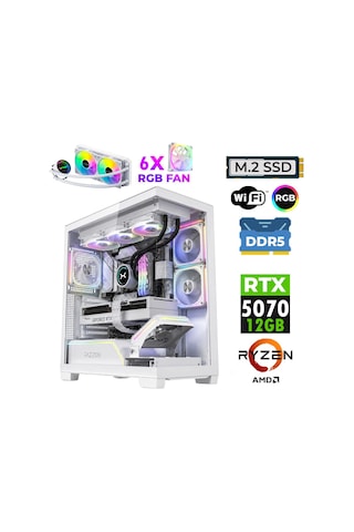 Xaser JETT X180 R7-7700x 16 GB 1 TB M.2 NVMe SSD 12 GB RTX5070 Free Dos Masaüstü Oyuncu Bilgisayarı