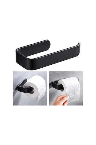 Alper Banyo Siyah Yapışkanlı Lüks Lamalı Tuvalet Kağıtlığı