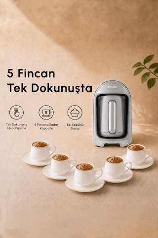 Emsan Kumda 5 Fincan Kapasiteli Türk Kahve Makinesi Starlight Bej
