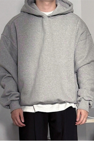 Tarz Cool Erkek Kapüşonlu Oversize Sweatshirt Gri